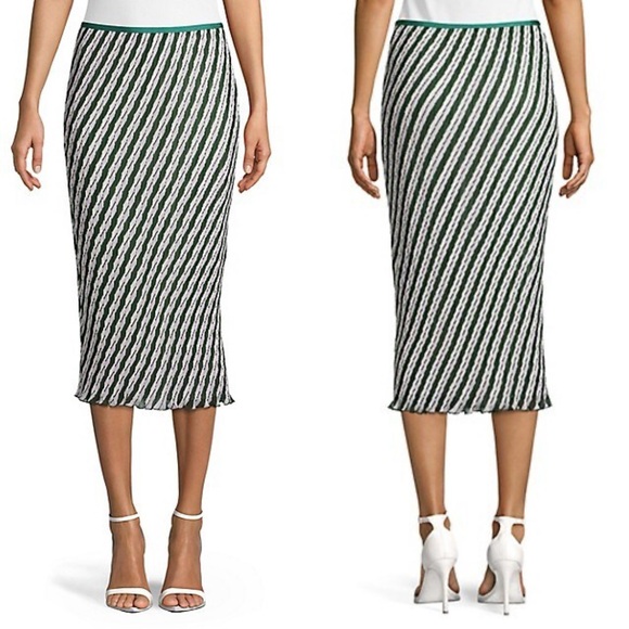 Diane Von Furstenberg | NWT Gwenyth Midi Skirt in Flag Stripe Lavender Fog XS - Picture 1 of 9